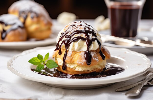 Foto torta de profiteroles en capas generada por la ia