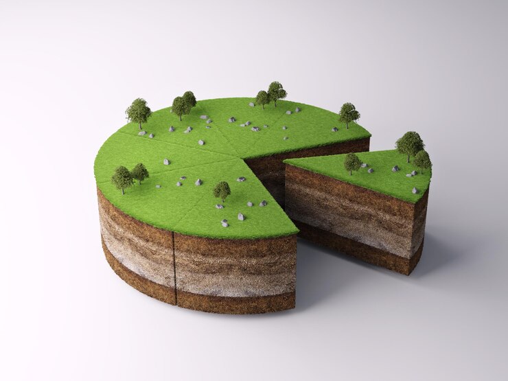 Torta de tierra Concepto para inversiones en tierra o propiedad