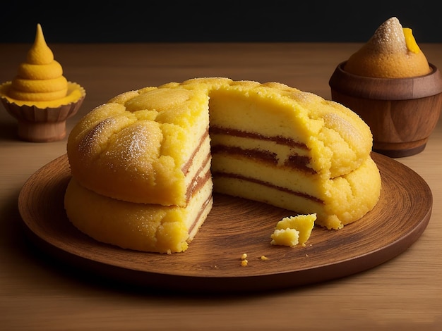Torta tradicional com uma cor amarela dominante