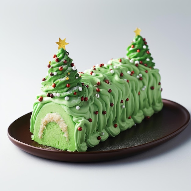 Torta verde de árbol de Navidad con salpicaduras