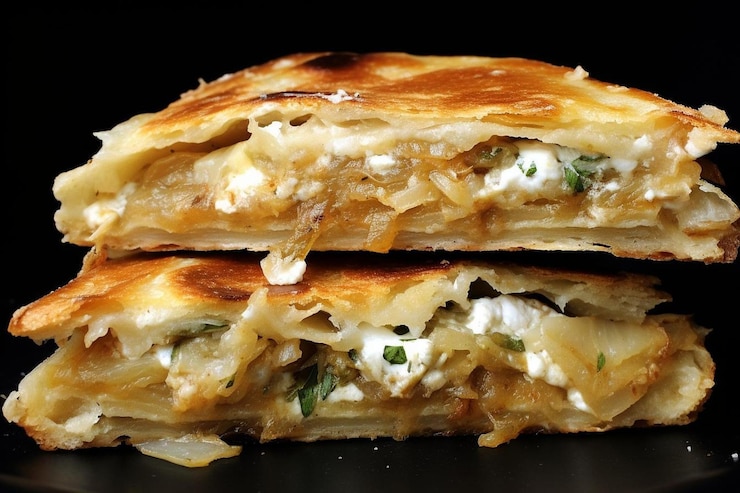 Foto tortas com cebolas caramelizadas saudável deliciosa fotografia de fast food mexicano