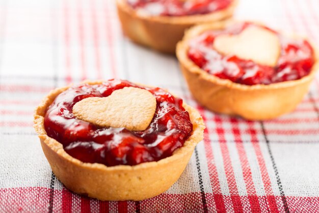 Tortas de cereja doce, vista de perto