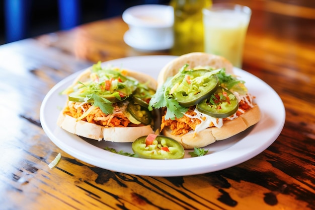 Foto tortas picantes com jalapenos e molho picante por cima