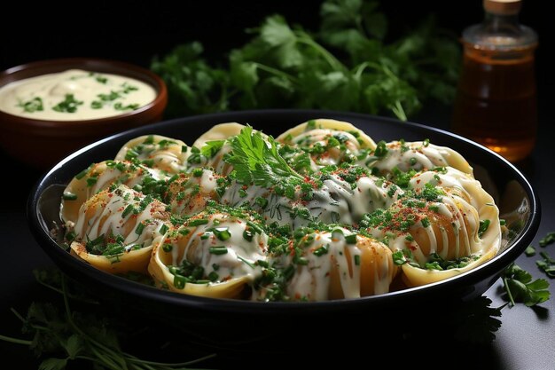 Tortelloni sabrosos en salsa de crema