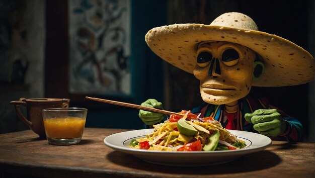 Tortilla-Charakter beim mexikanischen Abendessen