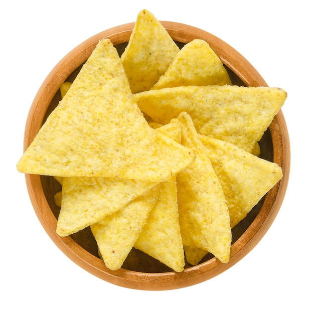 Tortilla chips em tigela de madeira