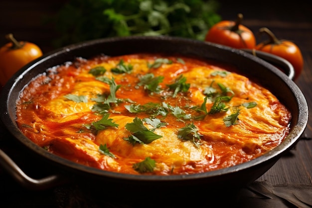 La tortilla cocinada en una lata de muffins y servida en una cama de verduras mixtas