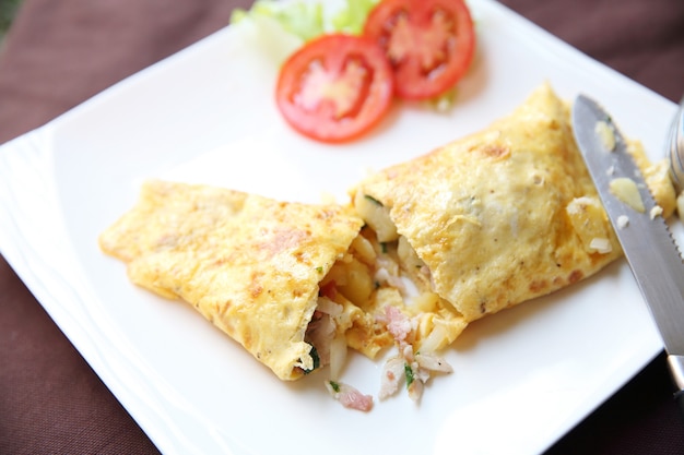 Tortilla con patatas en primer plano