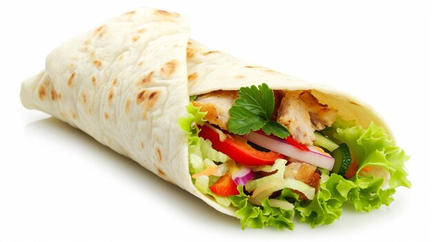 Tortilla-Wrap-Fajita isoliert auf weißem Hintergrund Generativ Ai