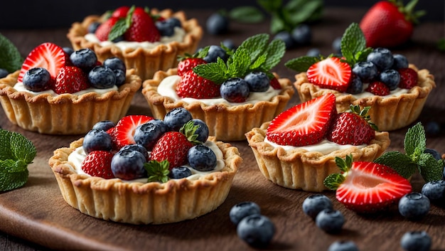 Tortillas apetitosas con crema de fresas de arándanos de menta