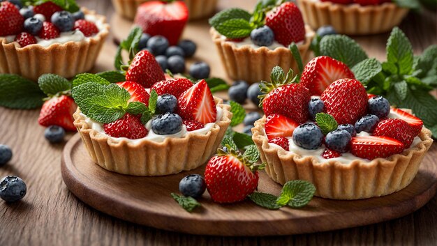 Tortillas apetitosas con crema de fresas de arándanos de menta