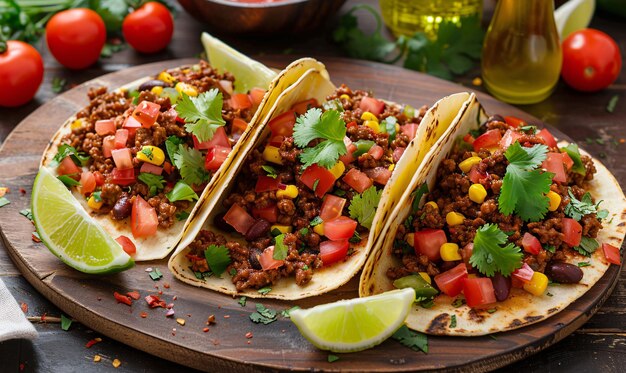 Tortillas de cocina mexicana con salsa de chile con carne de tomate