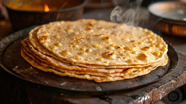 Tortillas tradicionales de Chapati con perejil fresco Generativo Ai