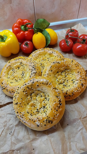 Foto tortillas uzbeques frescas do forno