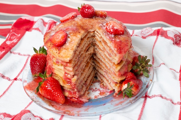 Tortitas de avena y plátano con fresa