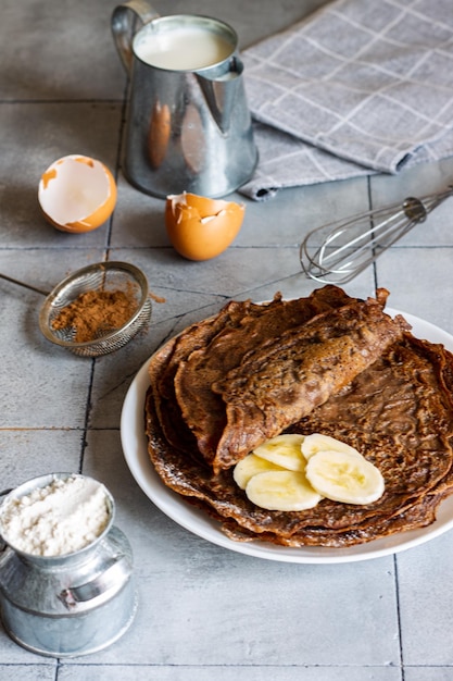 Tortitas caseras de chocolate con plátano