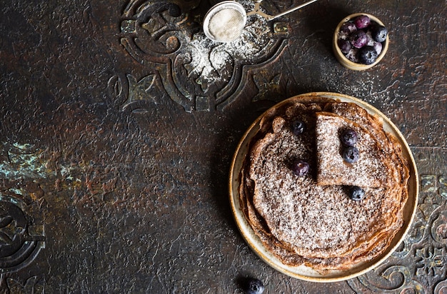 Tortitas dulces de chocolate con arándanos