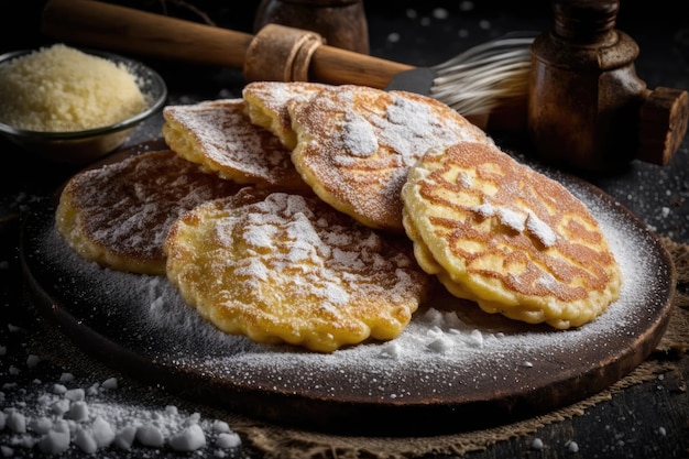 Tortitas de patata crujientes en harina fritas a la plancha