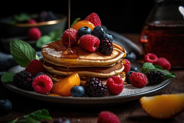 Tortitas Veganas con Fruta y Almíbar Generativo Ai