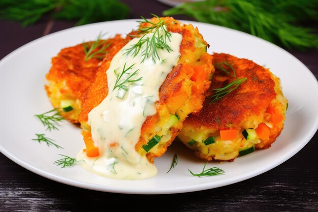 Tortitas de verduras con dip de hierbas