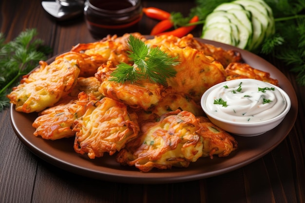 Tortitas de verduras con dip de hierbas