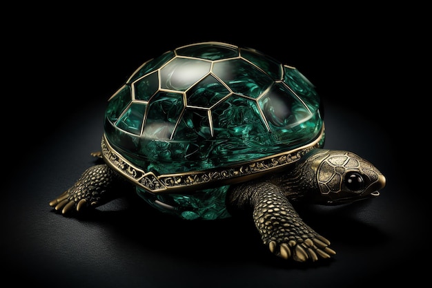 Una tortuga con un caparazón verde