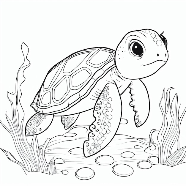 Una tortuga está nadando en el océano páginas para colorear generativo ai