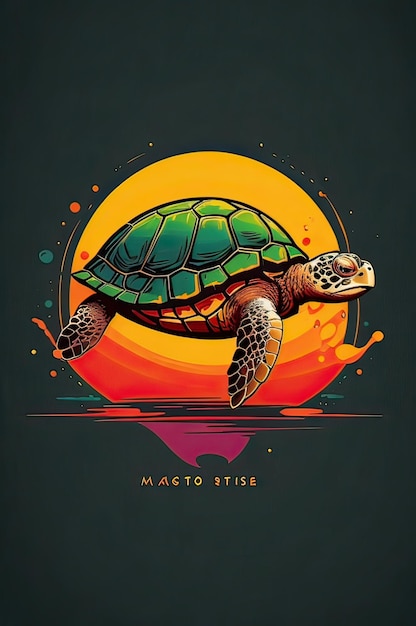 Tortuga en fondo grunge Ilustración vectorial