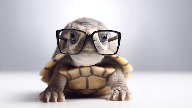 Una tortuga con gafas y un par de gafas.