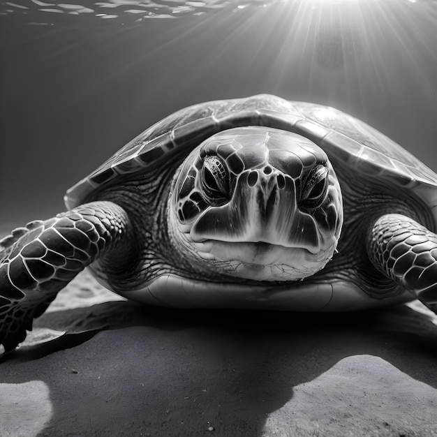 Tortuga de mar negra y blanca