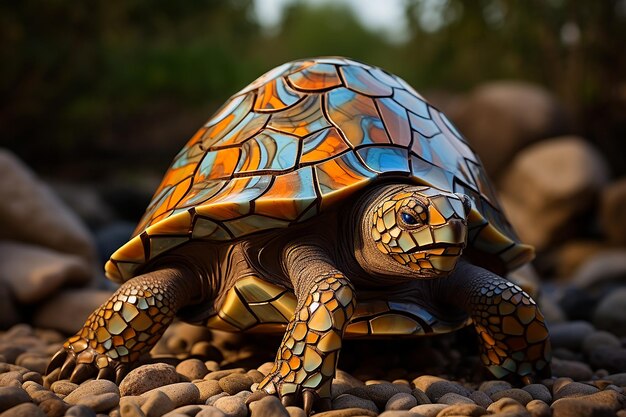 Tortuga mosaico sinfónica de concha con elegancia artística