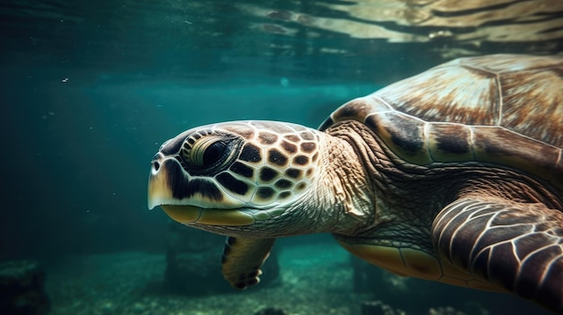 Una tortuga nadando en el océano