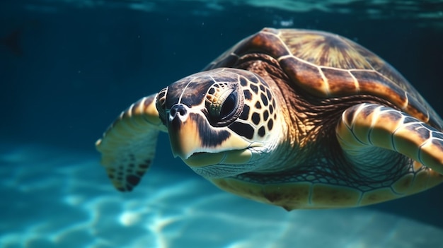 Una tortuga nadando en el océano