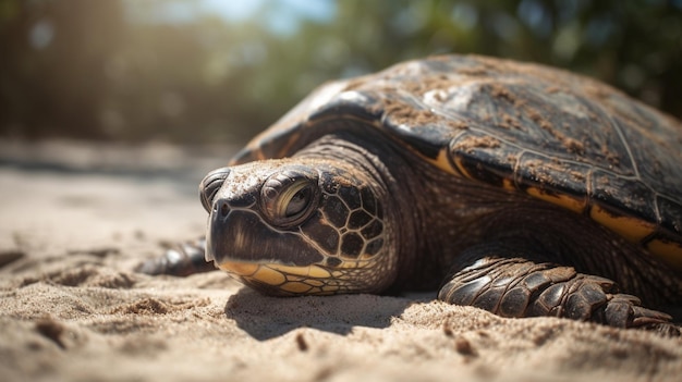 Una tortuga en la playa