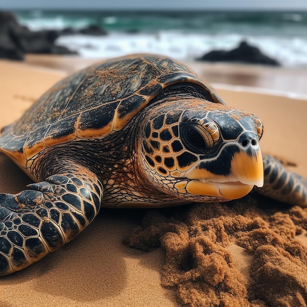 Una tortuga en la playa