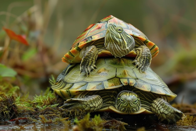 Tortuga tonta atascada en su espalda