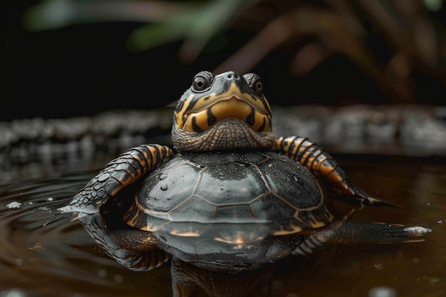 Tortuga tonta atascada en su espalda