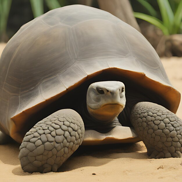 Foto una tortuga con una tortuga en la cabeza.