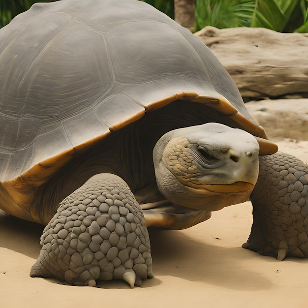 Una tortuga con una tortuga en la espalda