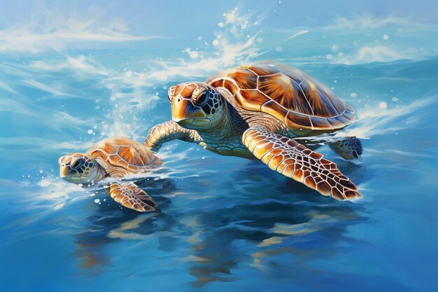 Las tortugas marinas nadan con gracia