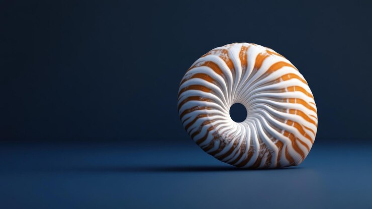 Foto torus abstracto con patrón giratorio en un fondo azul oscuro