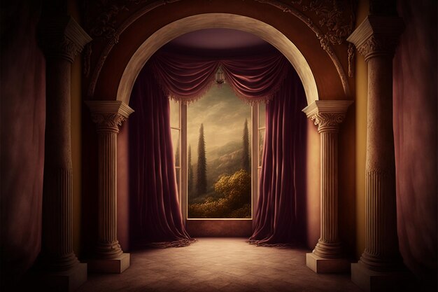 Toskanische Villa Digital Backdrop in satten Farben realistisch Generative Ai