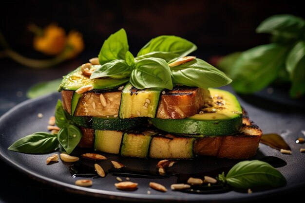 Foto tosta de aguacate adornada con flores comestibles para un toque de elegancia