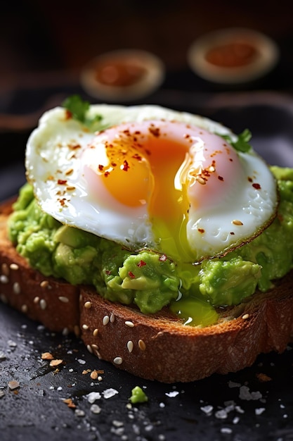 Tosta de aguacate con huevo frito encima