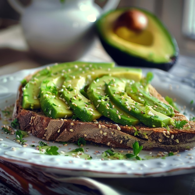 Tosta de aguacate verduras verdes saludables almuerzo aguacate en el pan espacio de copia