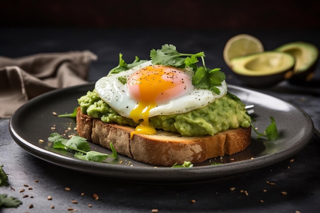 Tostada de aguacate con huevo encima