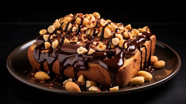 Tostadas de chocolate con maní encima