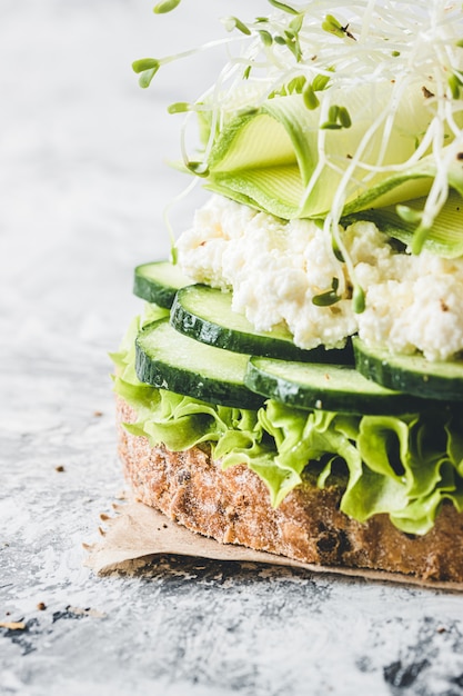 Tostadas vegetarianas con vegetales verdes