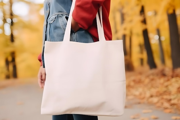 Tote Bag mockup de produto Outono Outono Branco Tote Bag Mockup AI Gerado