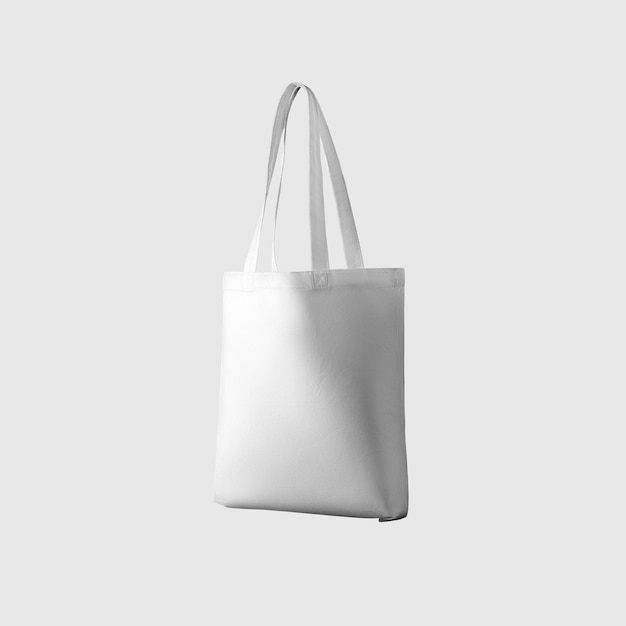 Totebag branca 3d renderização ecobag reutilizável com alça para compras isoladas no fundo